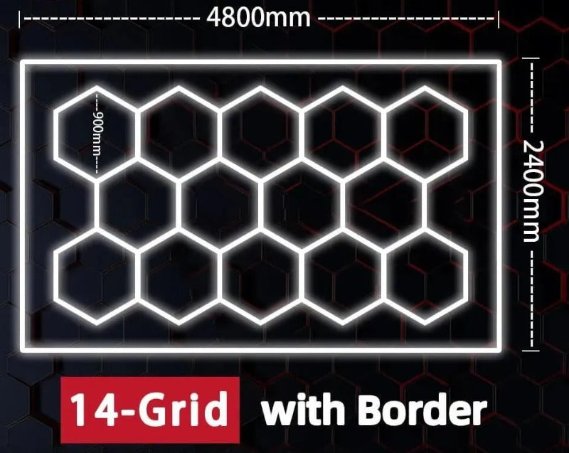 Hexagon LED Lighting Kit – 14 Hex Shapes (456W, 54,720lm) – Border Included
